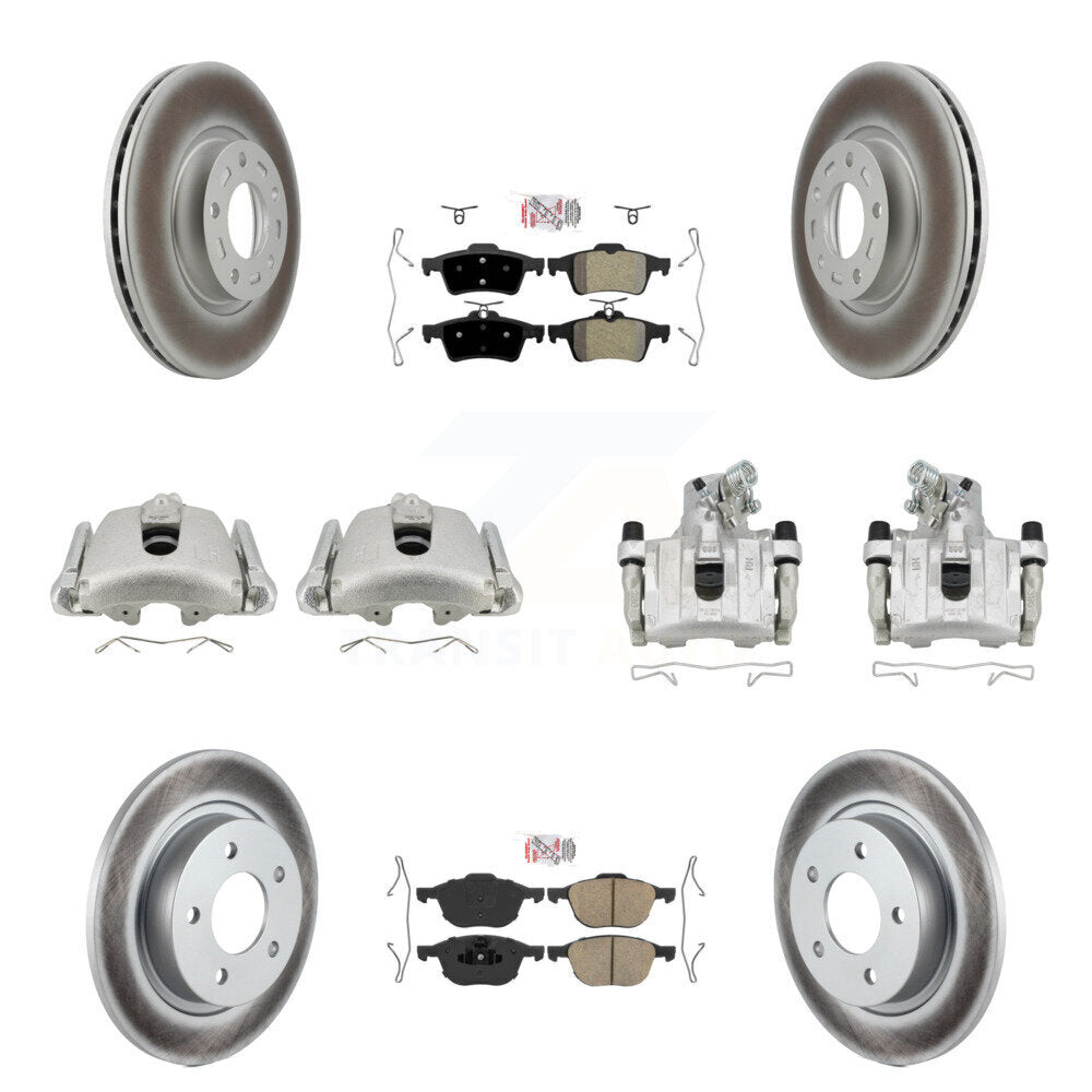 Front Rear Disc Brake Caliper Coat Rotors & Ameribrakes Pad Kit (10Pc) For Mazda 3 Sport KCG-102400N