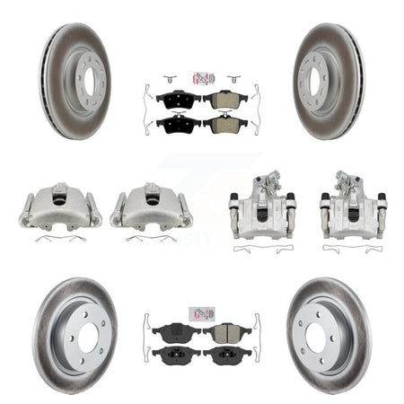 Front Rear Disc Brake Caliper Coat Rotors Semi-Metallic Pad Kit (10Pc) For Mazda 3 Sport KCG-102401N