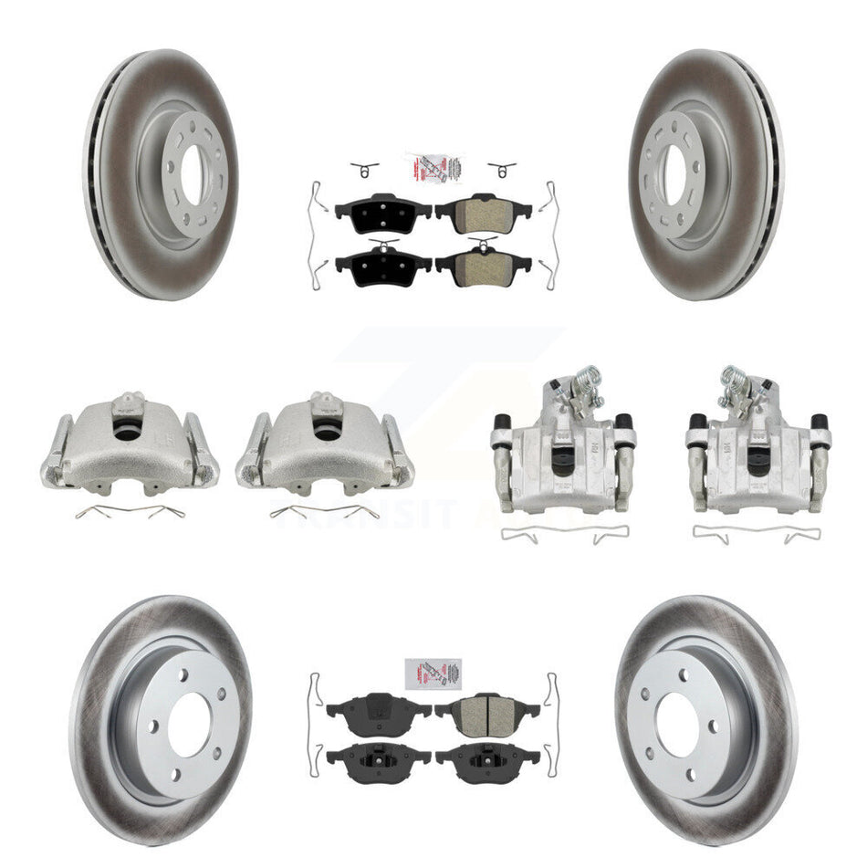 Front Rear Disc Brake Caliper Coat Rotors Semi-Metallic Pad Kit (10Pc) For Mazda 3 Sport KCG-102401N