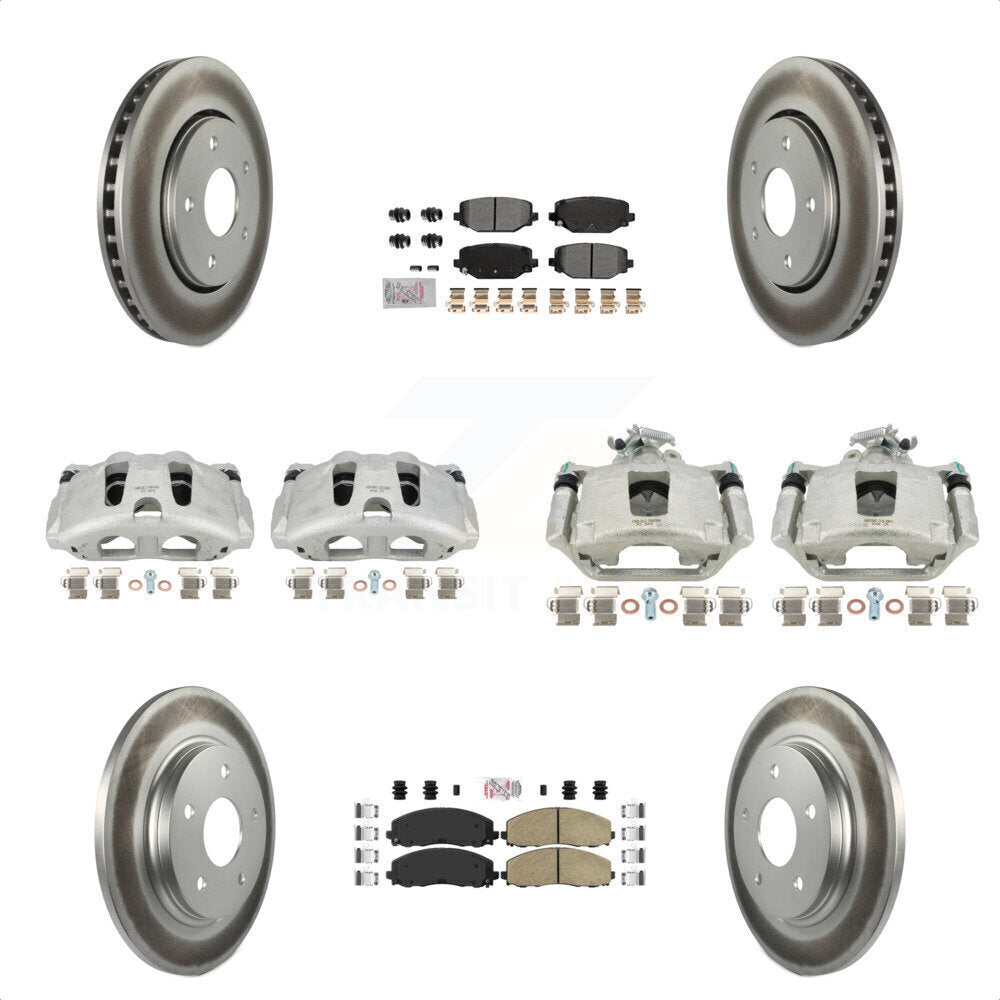 Front Rear Disc Brake Caliper Coated Rotors And Ceramic Pads Kit (10Pc) For 2017-2018 Dodge Grand Caravan With Single Piston KCG-102405N by Transit Auto