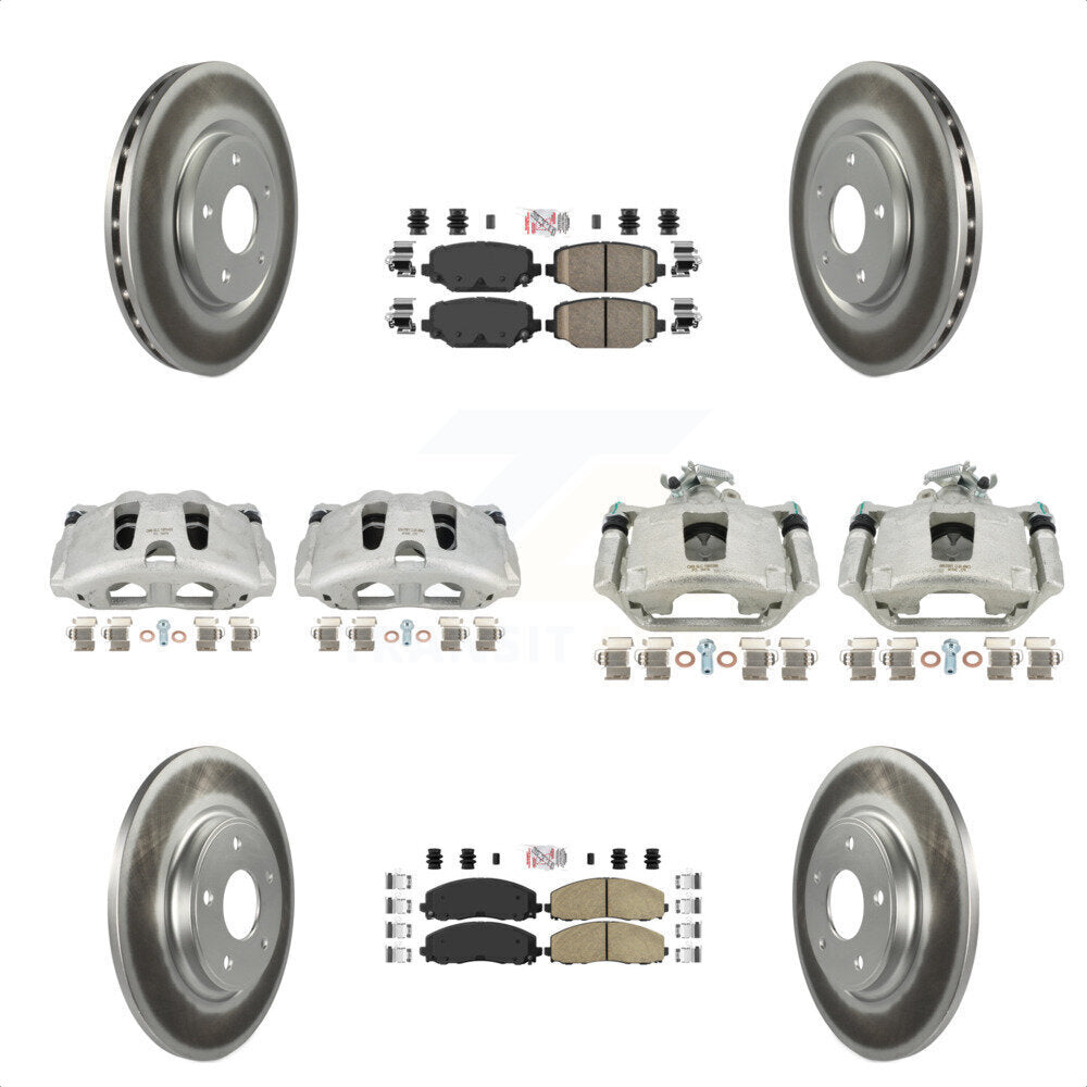 Front Rear Disc Brake Caliper Coated Rotors And Ceramic Pads Kit (10Pc) For Dodge Grand Caravan KCG-102410N by Transit Auto