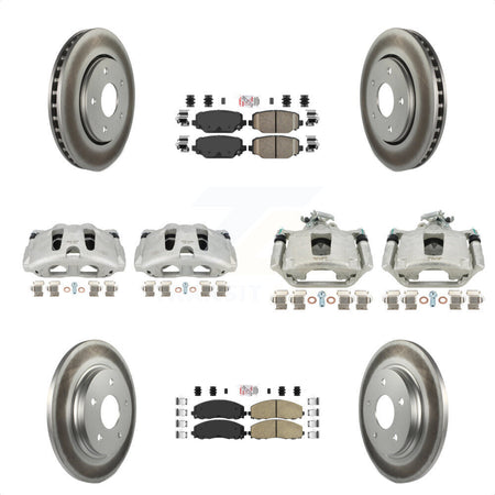 Front Rear Disc Brake Caliper Coated Rotors And Ceramic Pads Kit (10Pc) For 2017-2018 Dodge Grand Caravan With Single Piston KCG-102411N by Transit Auto