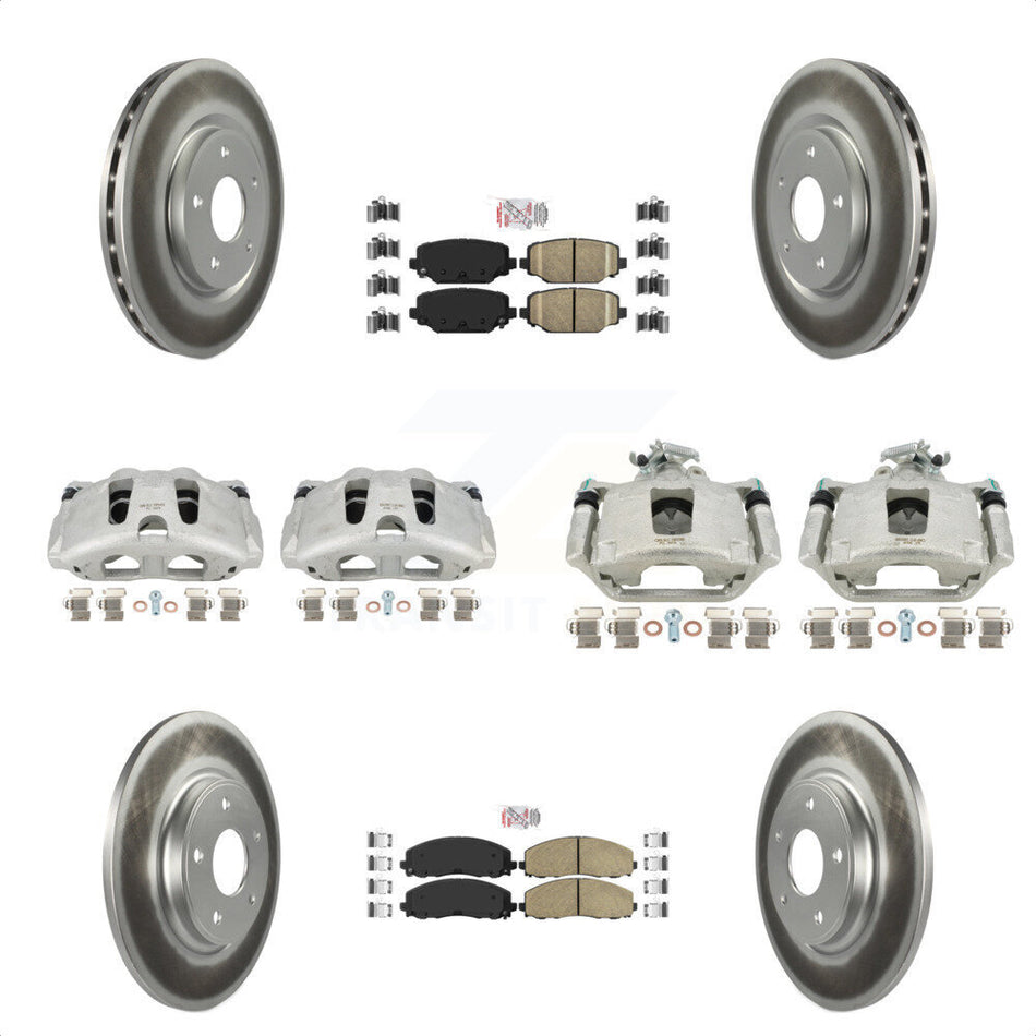 Front Rear Disc Brake Caliper Coated Rotors And Ceramic Pads Kit (10Pc) For Dodge Grand Caravan KCG-102418N by Transit Auto