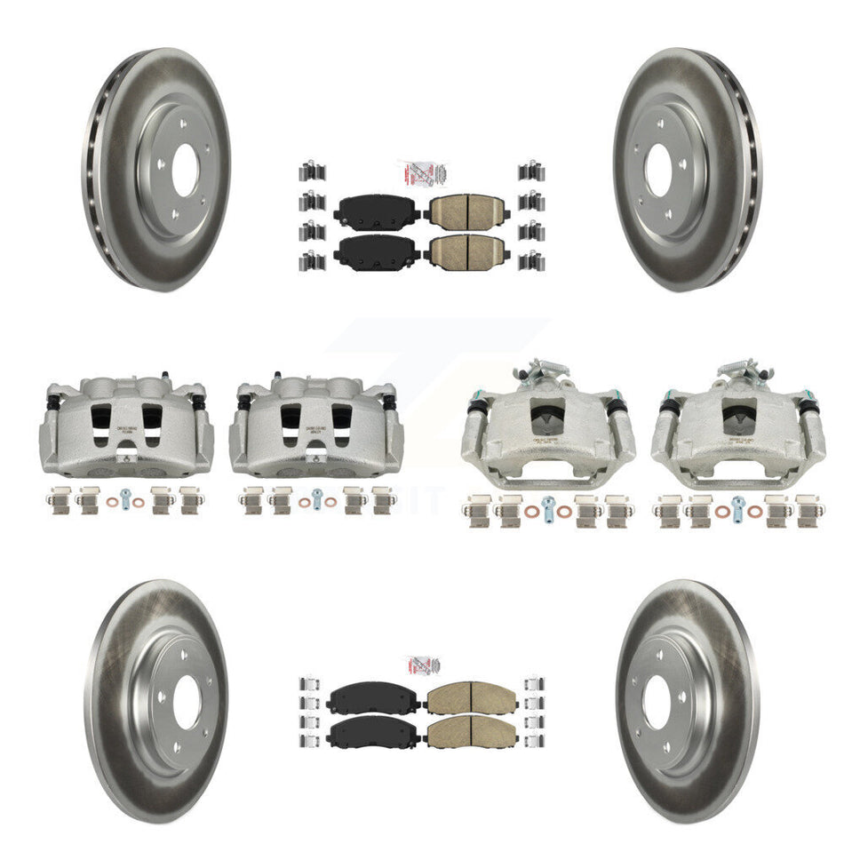 Front Rear Disc Brake Caliper Coated Rotors And Ceramic Pads Kit (10Pc) For Dodge Grand Caravan KCG-102418N