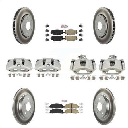 Front Rear Disc Brake Caliper Coated Rotors And Ceramic Pads Kit (10Pc) For 2017-2018 Dodge Grand Caravan With Single Piston KCG-102419N by Transit Auto