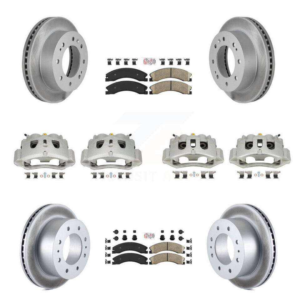 Front Rear Brake Caliper Coat Rotor Ceramic Pad Kit (10Pc) For GMC Chevrolet Sierra 2500 KCG-102434N