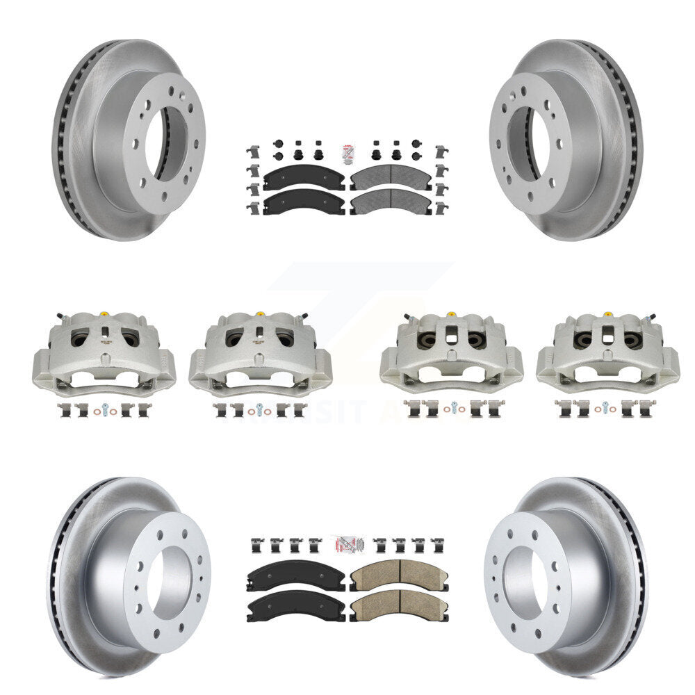 Front Rear Brake Caliper Coat Rotors Ameribrakes Pad Kit (10Pc) For GMC Chevrolet Sierra KCG-102435N
