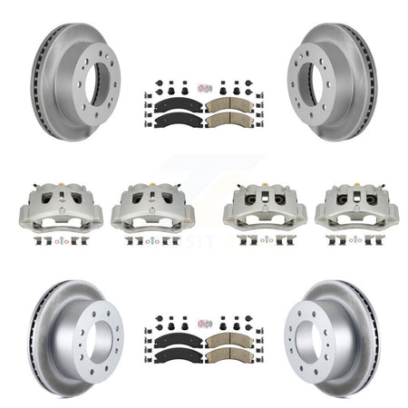 Front Rear Brake Caliper Coat Rotor Ceramic Pad Kit (10Pc) For GMC Chevrolet Sierra 2500 KCG-102440N