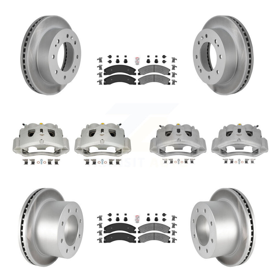 Front Rear Brake Caliper Coat Rotors Semi-Metallic Pad Kit (10Pc) For GMC Sierra 3500 HD KCG-102445N