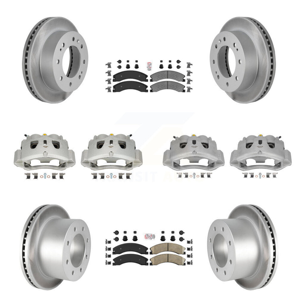 Front Rear Brake Caliper Coat Rotors & Ameribrakes Pad Kit (10Pc) For GMC Sierra 3500 HD KCG-102446N