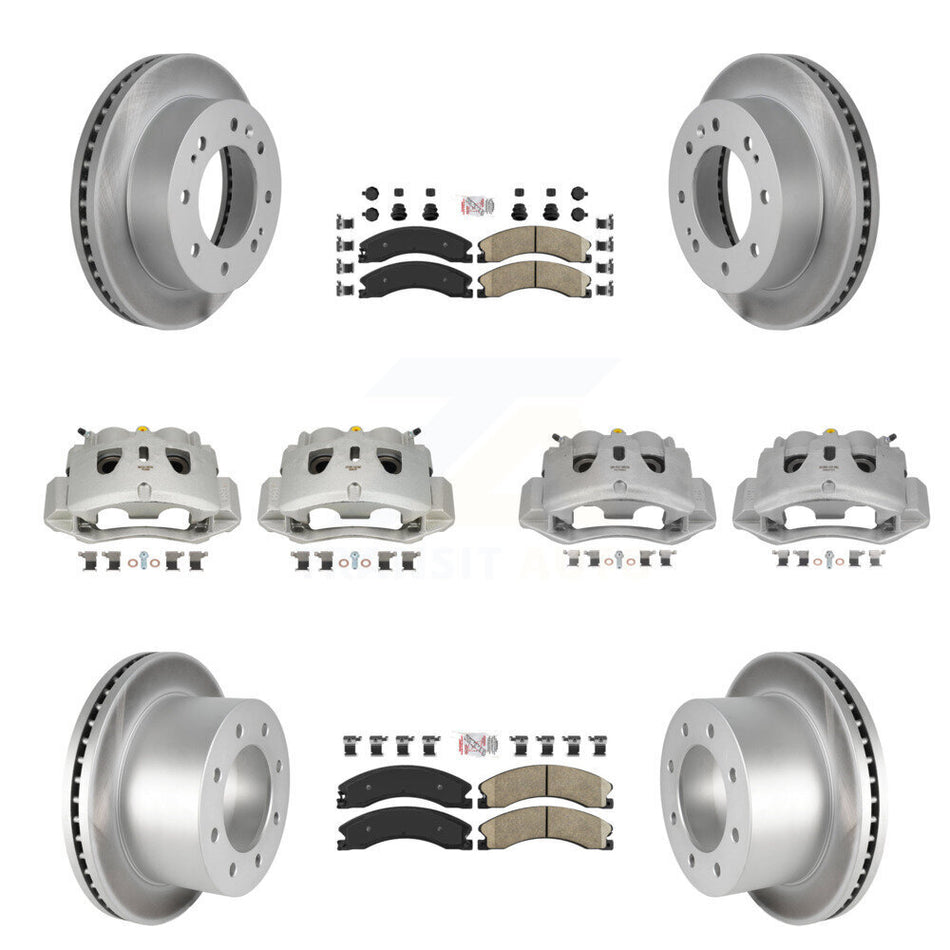 Front Rear Disc Brake Caliper Coat Rotor & Ceramic Pad Kit (10Pc) For GMC Sierra 3500 HD KCG-102447N