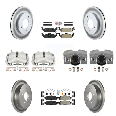 Front Rear Disc Brake Caliper Coated Rotors And Semi-Metallic Pads Kit (10Pc) For 2004 Ford F-150 4WD With 5 Lug Wheels 11th Digit Of Vin Is C KCG-102450N by Transit Auto