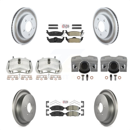 Front Rear Disc Brake Caliper Coated Rotors And Semi-Metallic Pads Kit (10Pc) For 2004 Ford F-150 4WD With 5 Lug Wheels 11th Digit Of Vin Is C KCG-102453N by Transit Auto