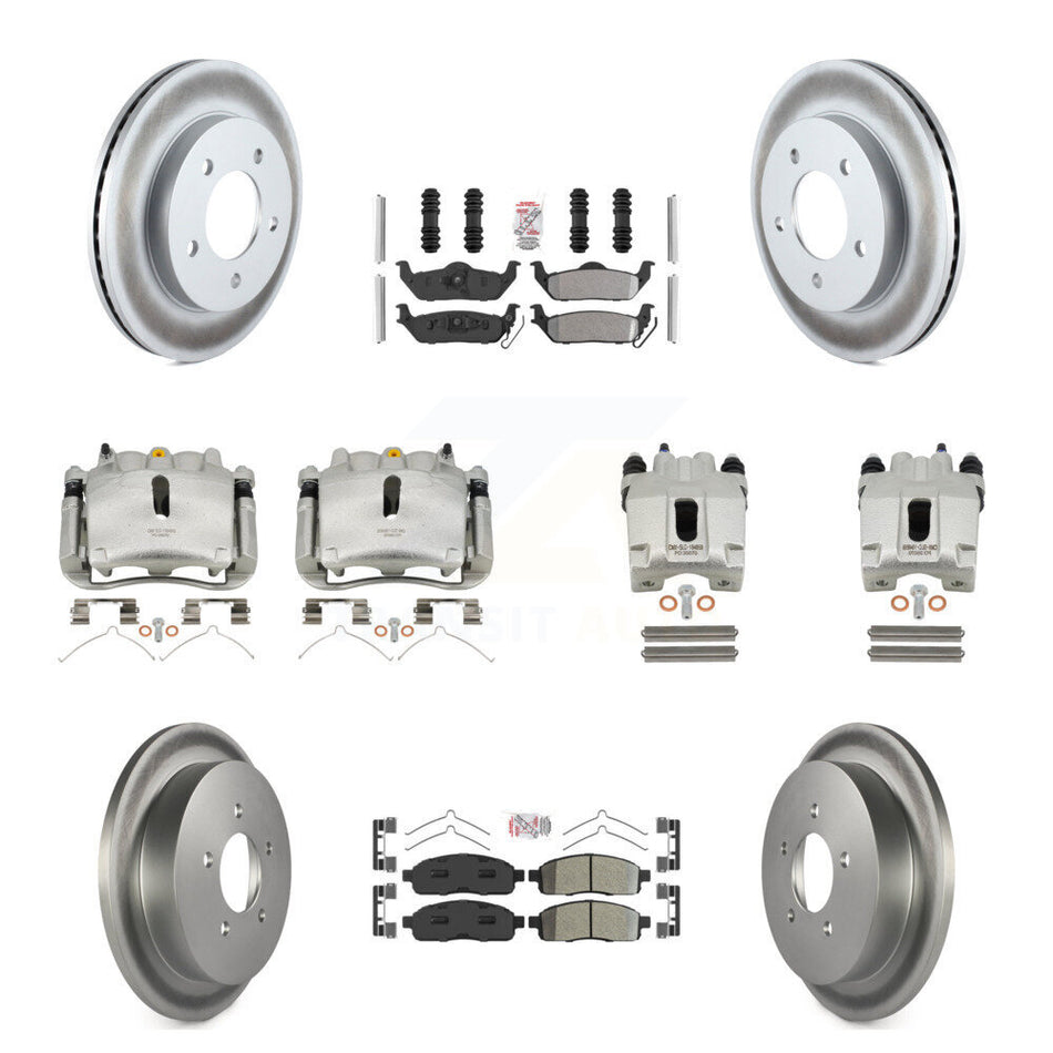 Front Rear Disc Brake Caliper Coated Rotors And Semi-Metallic Pads Kit (10Pc) For 2004 Ford F-150 4WD With 5 Lug Wheels 11th Digit Of Vin Is C KCG-102459N