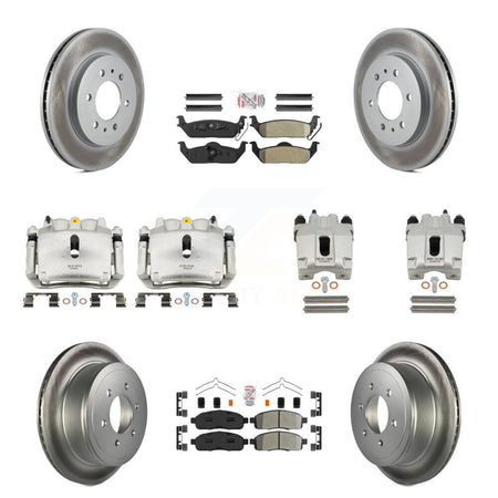 Front Rear Disc Brake Caliper Coat Rotor And Semi-Metallic Pad Kit (10Pc) For Ford F-150 KCG-102462N