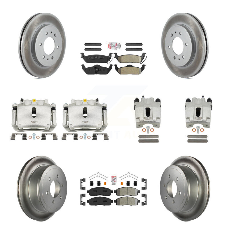 Front Rear Disc Brake Caliper Coat Rotor And Semi-Metallic Pad Kit (10Pc) For Ford F-150 KCG-102462N