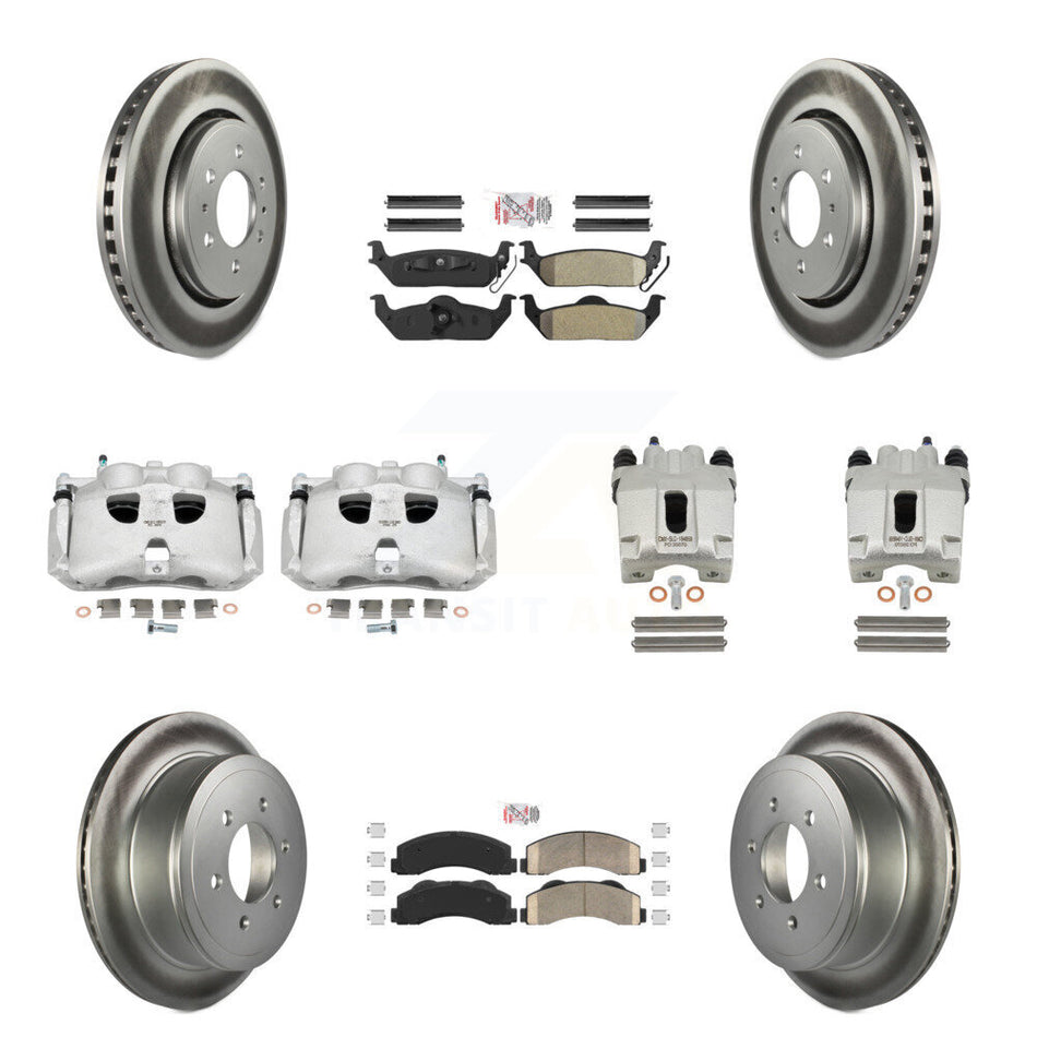 Front Rear Disc Brake Caliper Coated Rotors And PADSMATERIAL Pads Kit (10Pc) For 2010-2011 Ford F-150 With 6 Lug Wheels KCG-102468N