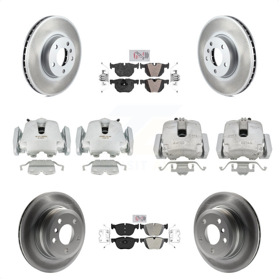 Front Rear Disc Brake Caliper Coated Rotors And Semi-Metallic Pads Kit (10Pc) For BMW X5 X6 KCG-102478N by Transit Auto