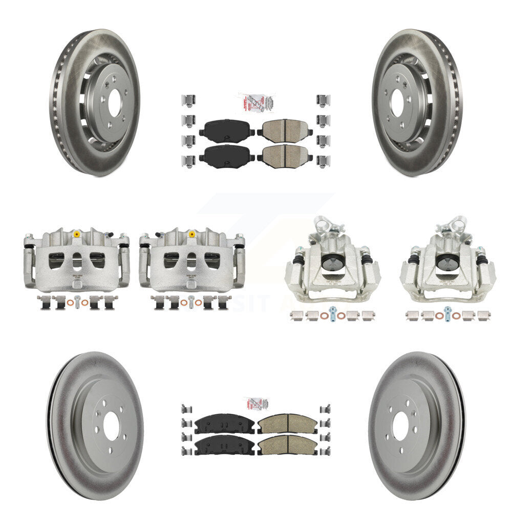 Front Rear Disc Brake Caliper Coat Rotor And Ceramic Pad Kit (10Pc) For 2016 Lincoln MKS KCG-102479N