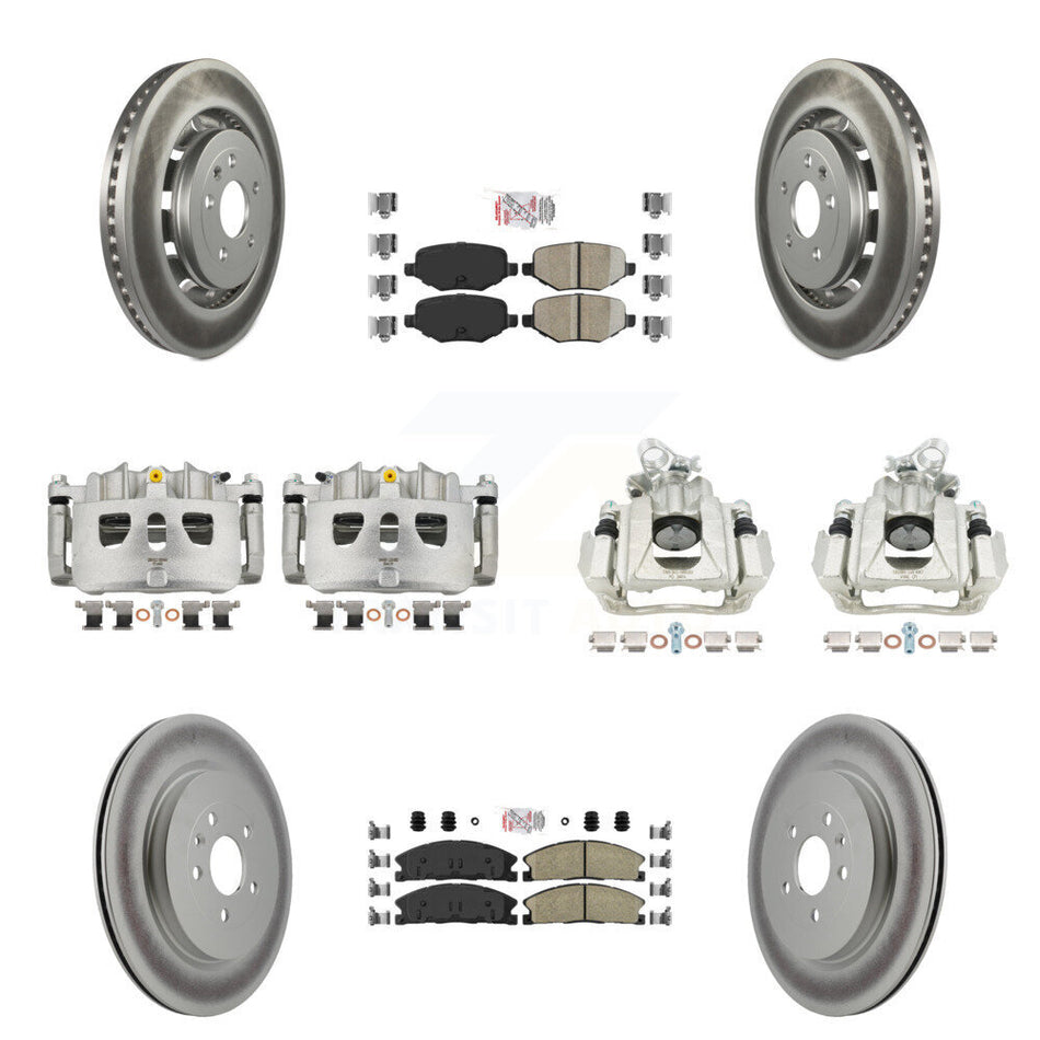 Front Rear Disc Brake Caliper Coat Rotor And Ceramic Pad Kit (10Pc) For 2016 Lincoln MKS KCG-102480N