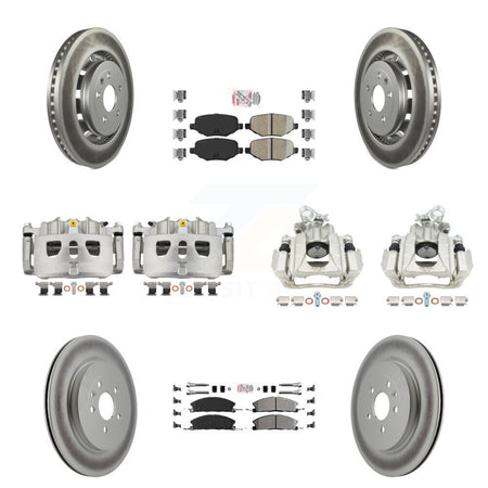 Front Rear Disc Brake Caliper Coat Rotor Ameribrakes Pad Kit (10Pc) For 2016 Lincoln MKS KCG-102481N