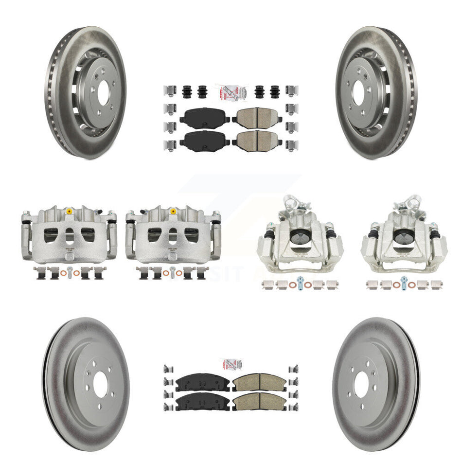 Front Rear Disc Brake Caliper Coat Rotor And Ceramic Pad Kit (10Pc) For 2016 Lincoln MKS KCG-102482N