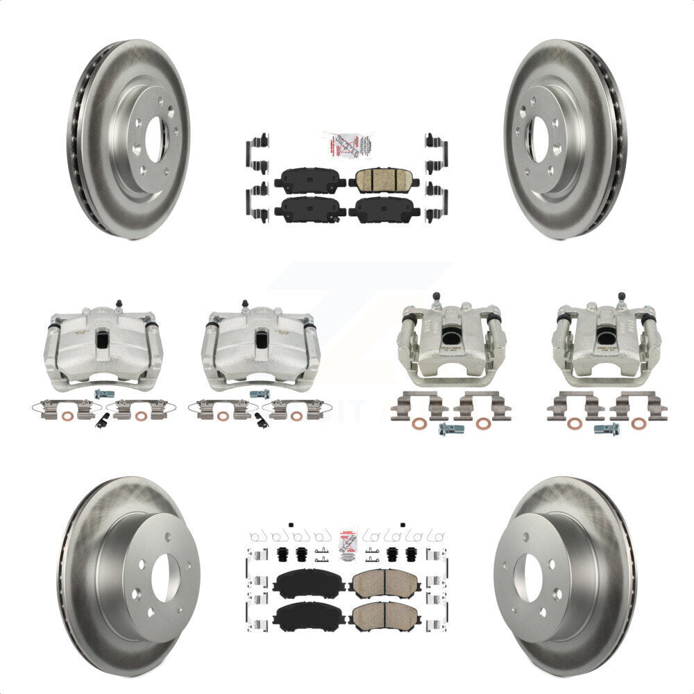 Front Rear Disc Brake Caliper Coated Rotors And Ceramic Pads Kit (10Pc) For Nissan Rogue Sport KCG-102486N by Transit Auto