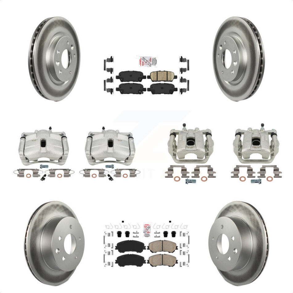 Front Rear Disc Brake Caliper Coated Rotors And Ceramic Pads Kit (10Pc) For Nissan Rogue Sport KCG-102486N by Transit Auto