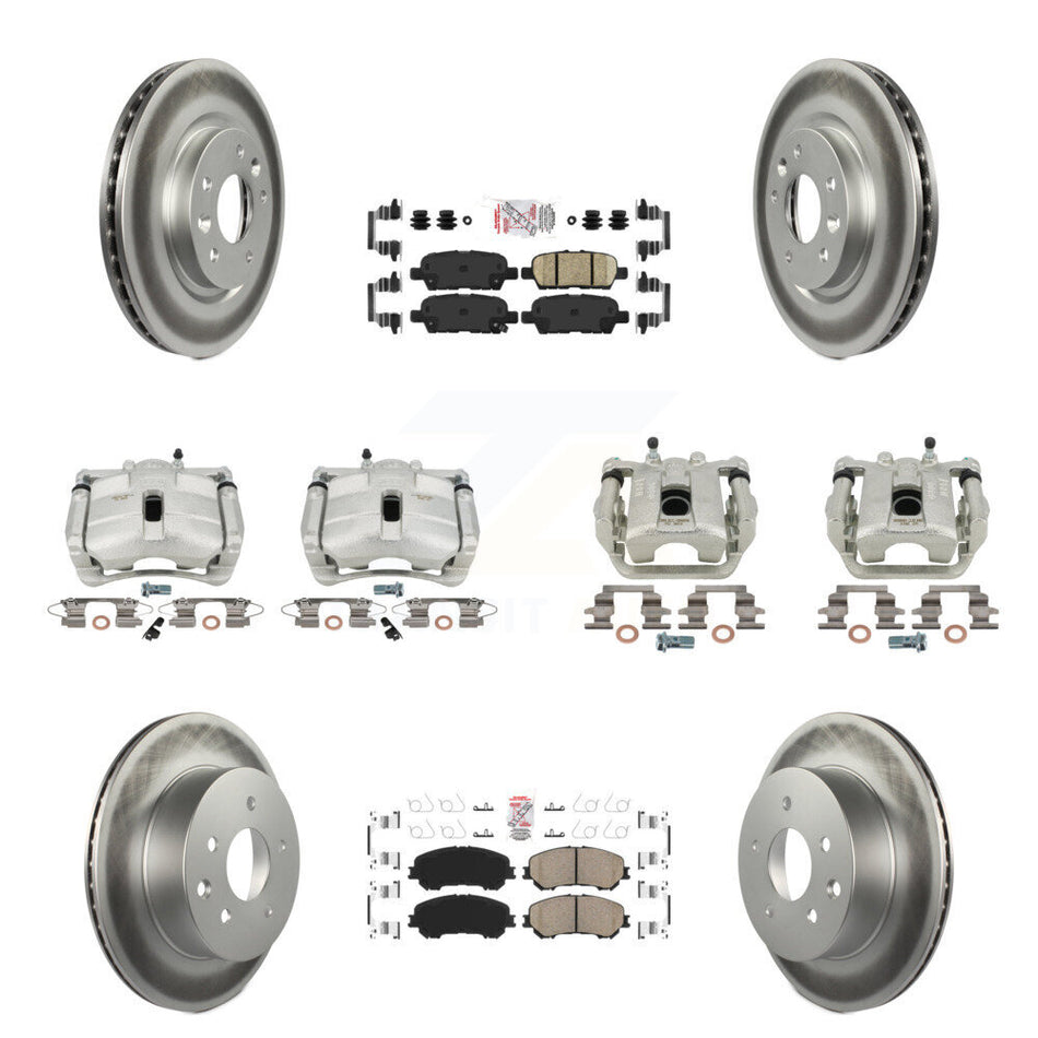 Front Rear Disc Brake Caliper Coated Rotors And Ceramic Pads Kit (10Pc) For Nissan Rogue Sport KCG-102491N