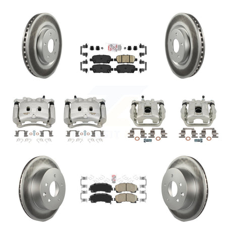 Front Rear Disc Brake Caliper Coated Rotors And Ceramic Pads Kit (10Pc) For Nissan Rogue KCG-102495N