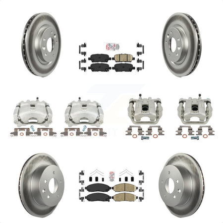 Front Rear Disc Brake Caliper Coated Rotors And Ceramic Pads Kit (10Pc) For 2015 Nissan LEAF Vehicles Manufactured In Japan KCG-102499N by Transit Auto