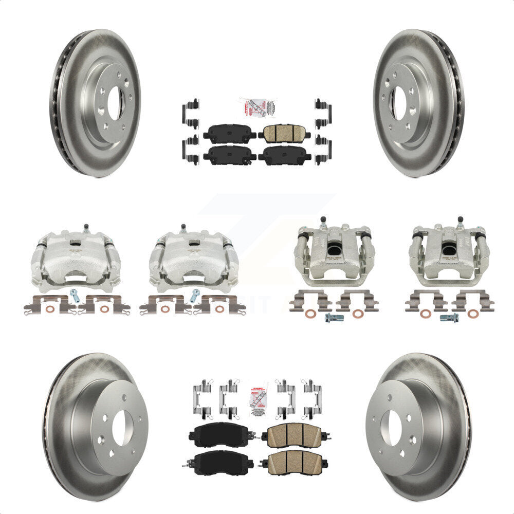 Front Rear Disc Brake Caliper Coated Rotors And Ceramic Pads Kit (10Pc) For Nissan LEAF KCG-102500N by Transit Auto