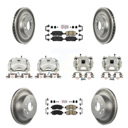 Front Rear Disc Brake Caliper Coated Rotors And Ceramic Pads Kit (10Pc) For Nissan LEAF KCG-102501N by Transit Auto