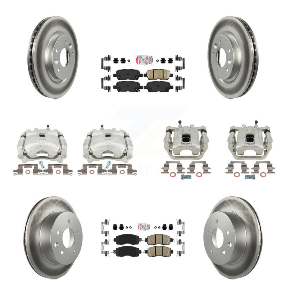 Front Rear Disc Brake Caliper Coated Rotors And Ceramic Pads Kit (10Pc) For Nissan LEAF KCG-102501N