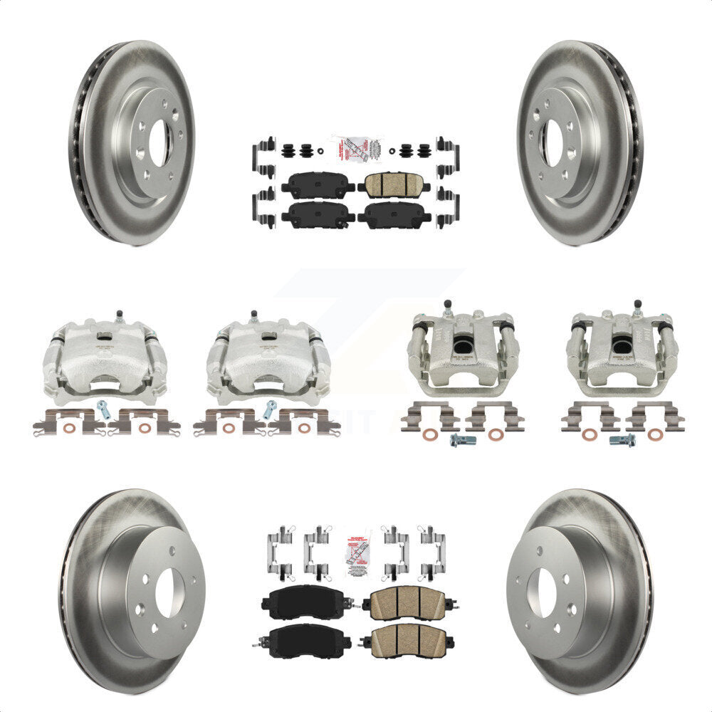 Front Rear Disc Brake Caliper Coated Rotors And Ceramic Pads Kit (10Pc) For Nissan LEAF KCG-102504N by Transit Auto