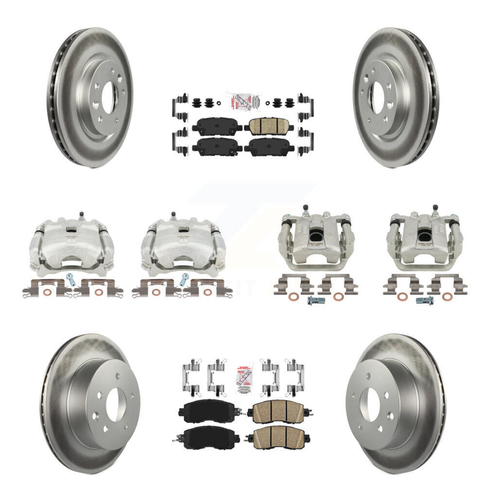 Front Rear Disc Brake Caliper Coated Rotors And Ceramic Pads Kit (10Pc) For Nissan LEAF KCG-102504N