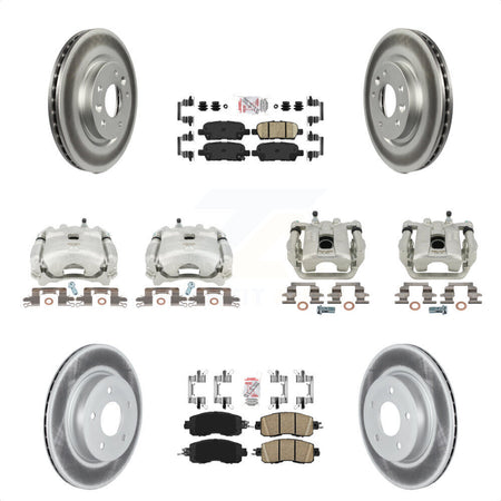 Front Rear Disc Brake Caliper Coated Rotors And Ceramic Pads Kit (10Pc) For 2017 Nissan LEAF With Electric Parking KCG-102508N by Transit Auto