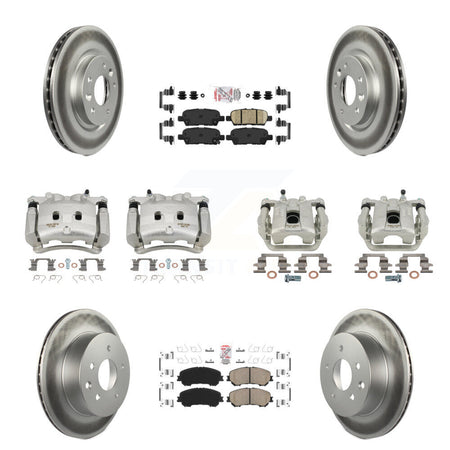 Front Rear Disc Brake Caliper Coated Rotors And Ceramic Pads Kit (10Pc) For Nissan Rogue KCG-102511N