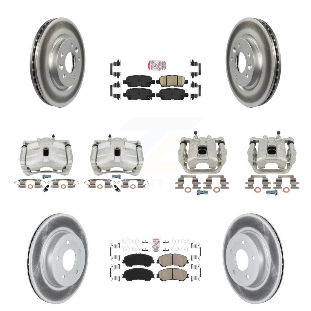 Front Rear Disc Brake Caliper Coated Rotors And Ceramic Pads Kit (10Pc) For 2019 Nissan Rogue Sport SL With Manual Parking KCG-102515N by Transit Auto