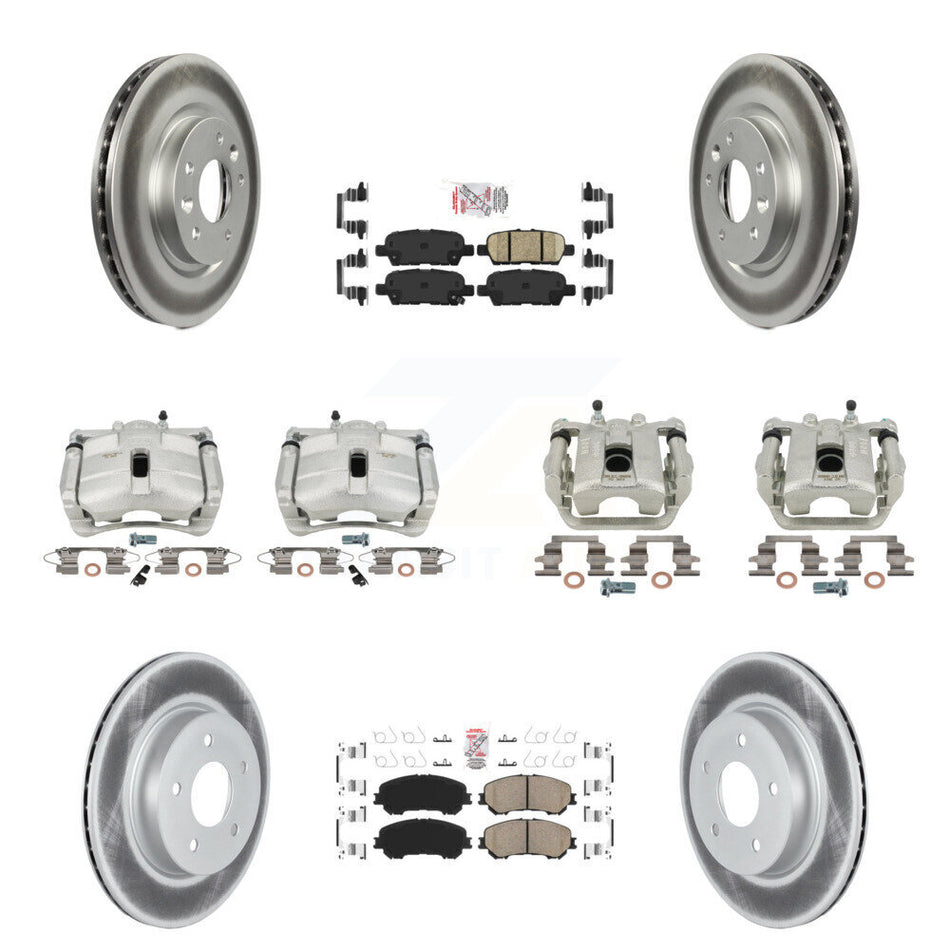 Front Rear Disc Brake Caliper Coated Rotors And Ceramic Pads Kit (10Pc) For 2019 Nissan Rogue Sport SL With Manual Parking KCG-102515N