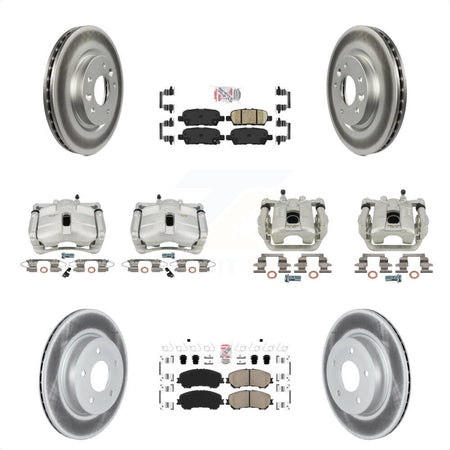 Front Rear Disc Brake Caliper Coated Rotors And Ceramic Pads Kit (10Pc) For 2019 Nissan Rogue Sport SL With Manual Parking KCG-102516N by Transit Auto