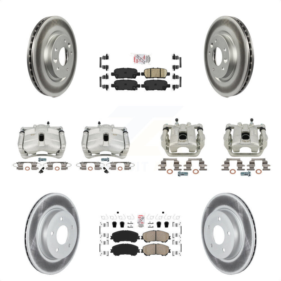 Front Rear Disc Brake Caliper Coated Rotors And Ceramic Pads Kit (10Pc) For 2019 Nissan Rogue Sport SL With Manual Parking KCG-102516N by Transit Auto