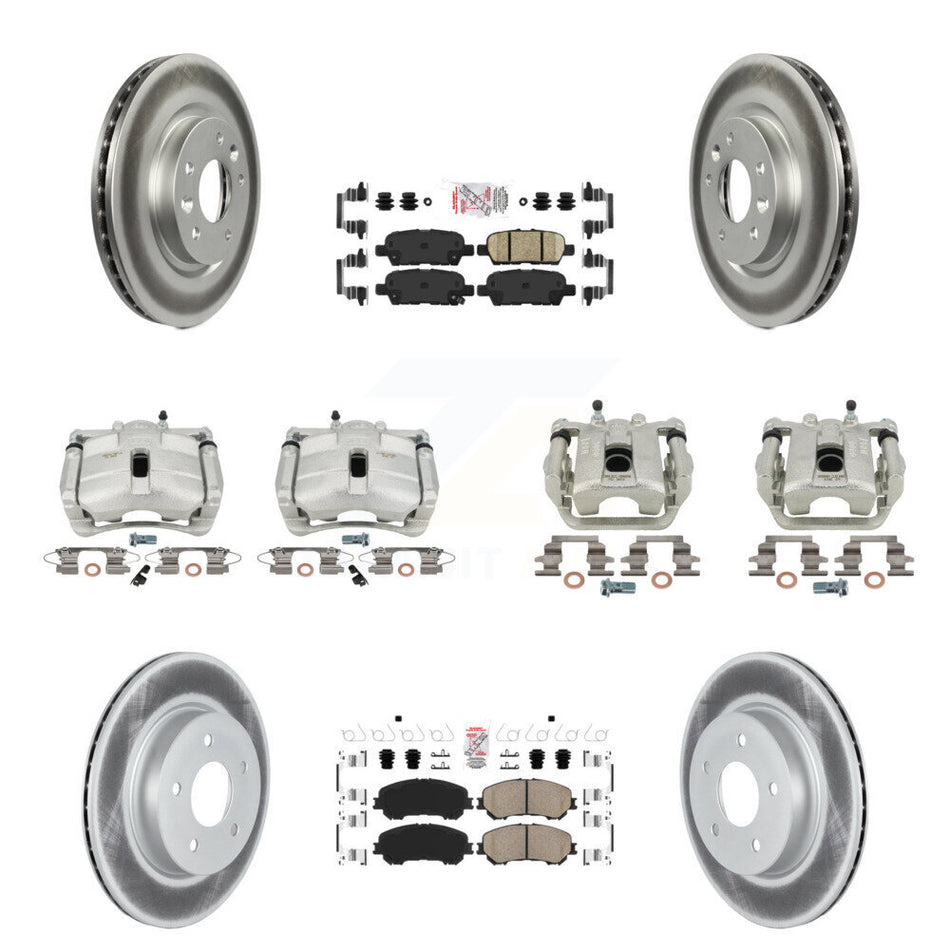 Front Rear Disc Brake Caliper Coated Rotors And Ceramic Pads Kit (10Pc) For 2019 Nissan Rogue Sport SL With Manual Parking KCG-102518N