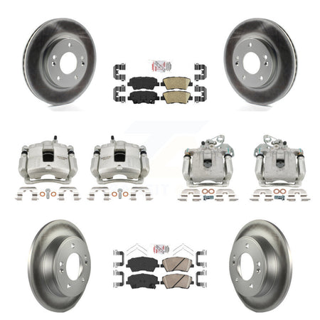 Front Rear Disc Brake Caliper Coat Rotor Ceramic Pad Kit (10Pc) For Hyundai Elantra 2.0L KCG-102519N