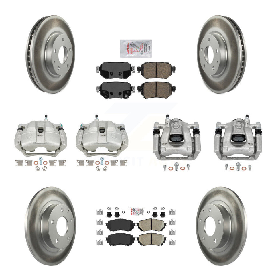 Front Rear Disc Brake Caliper Coated Rotors And Ceramic Pads Kit (10Pc) For Mazda 6 KCG-102520N