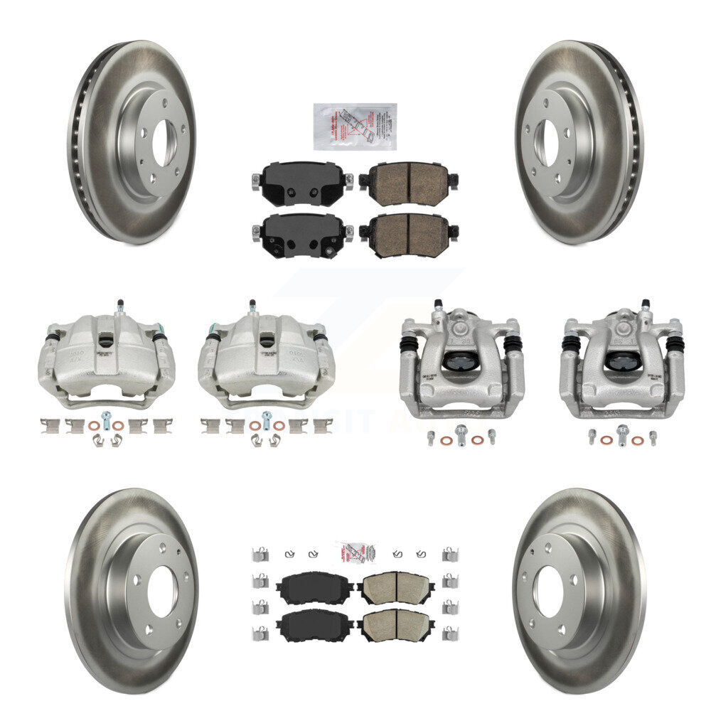 Front Rear Disc Brake Caliper Coated Rotors And Ceramic Pads Kit (10Pc) For Mazda 6 KCG-102521N
