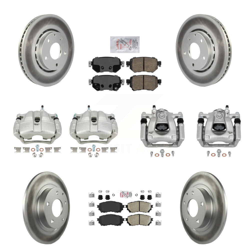 Front Rear Disc Brake Caliper Coated Rotors And Ceramic Pads Kit (10Pc) For Mazda 6 KCG-102522N