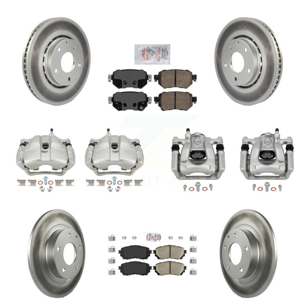 Front Rear Disc Brake Caliper Coated Rotors And Ceramic Pads Kit (10Pc) For Mazda 6 KCG-102523N