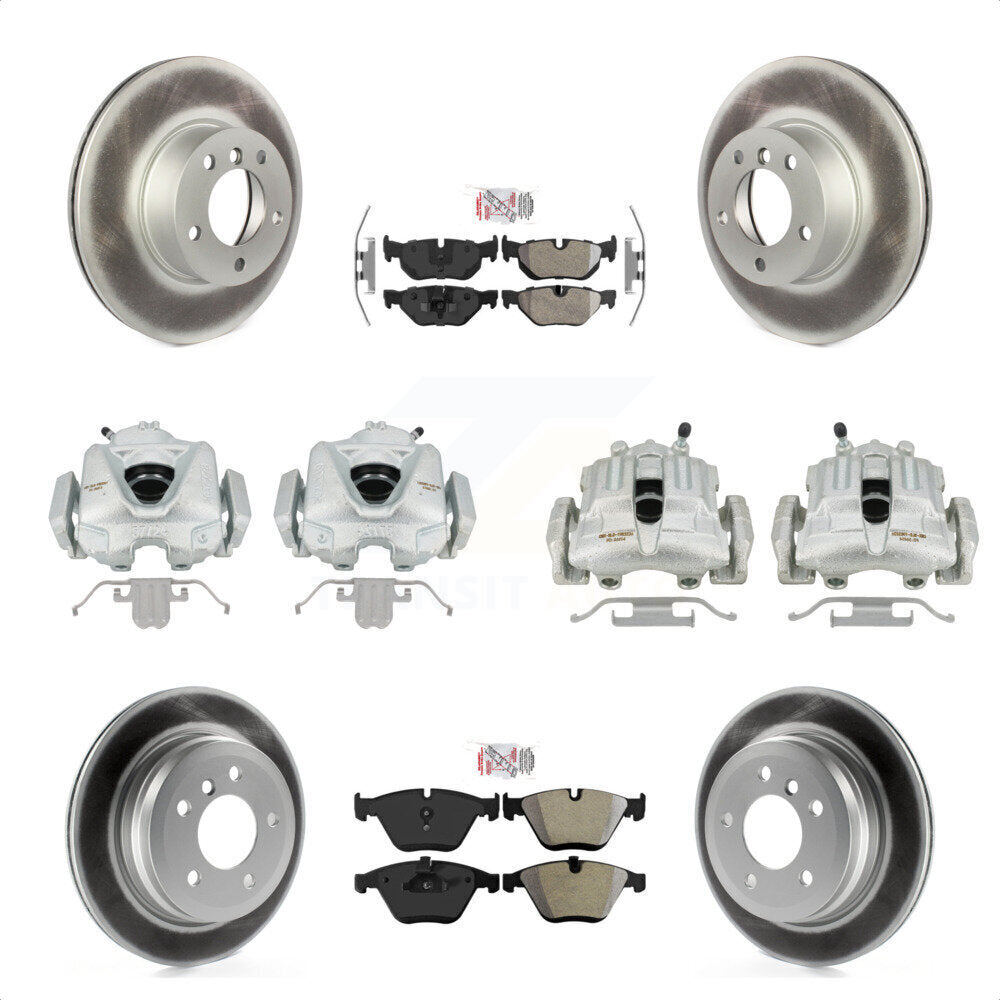 Front Rear Disc Brake Caliper Coated Rotors And Semi-Metallic Pads Kit (10Pc) For BMW 328i xDrive X1 328xi KCG-102529N by Transit Auto