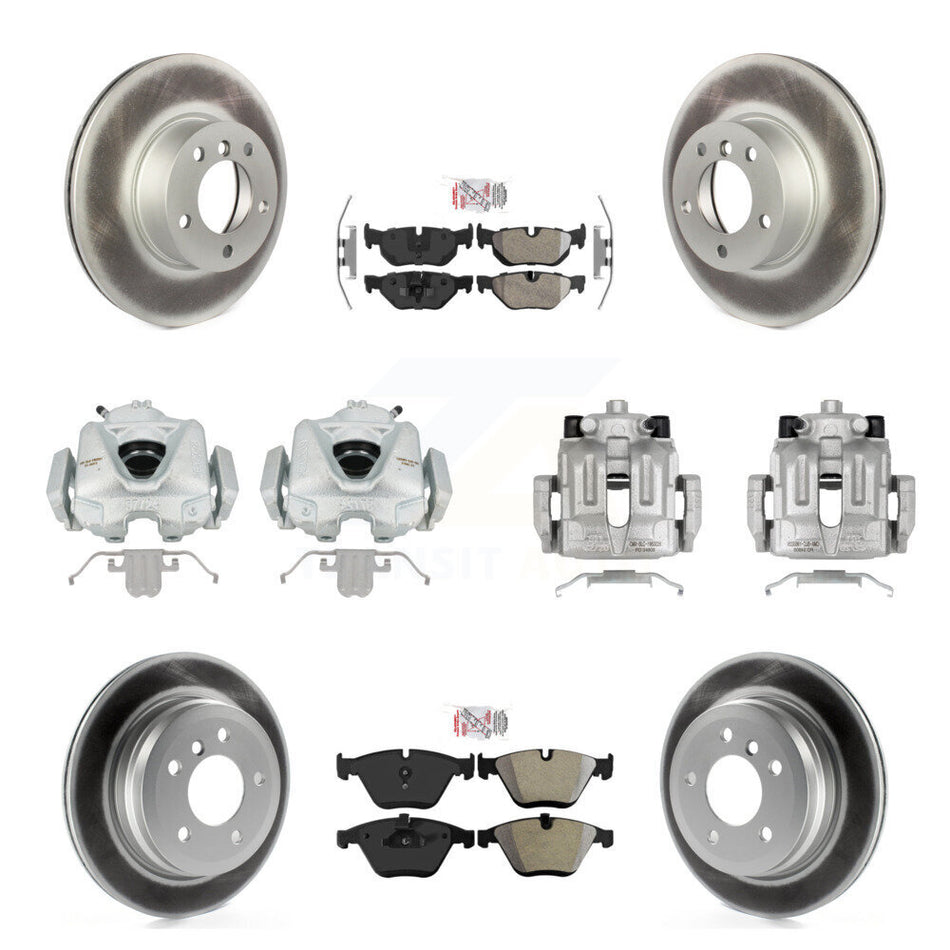 Front Rear Disc Brake Caliper Coated Rotors And Semi-Metallic Pads Kit (10Pc) For BMW 328i xDrive X1 328xi KCG-102529N